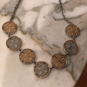 Silver and Gold Statement Necklace. NWOT